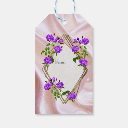 ホワイトウォーター絵を描カラーバラオンシャンパンシルク ギフトタグ (裏面)