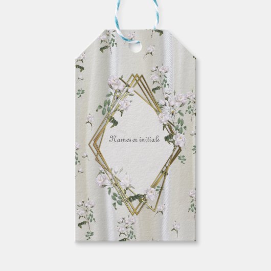 ホワイトウォーター絵を描カラーバラオンシャンパンシルク ギフトタグ (正面)