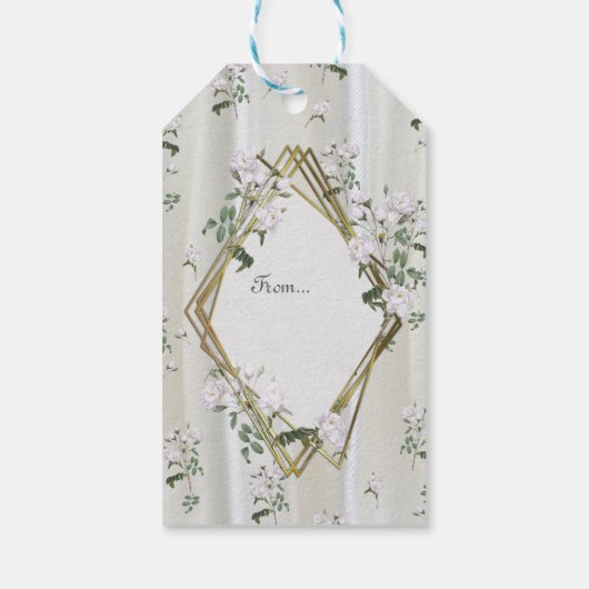 ホワイトウォーター絵を描カラーバラオンシャンパンシルク ギフトタグ (裏面)