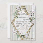 ホワイトウォーター絵を描カラーバラオンシャンパンシルク 招待状 (正面)