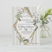 ホワイトウォーター絵を描カラーバラオンシャンパンシルク 招待状 (スタンド正面)