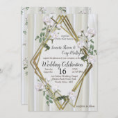 ホワイトウォーター絵を描カラーバラオンシャンパンシルク 招待状 (正面/裏面)