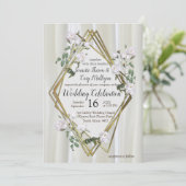 ホワイトウォーター絵を描カラーバラオンシャンパンシルク 招待状 (スタンド正面)