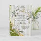 ホワイトウォーター絵を描カラーバラオンシャンパンシルク 招待状 (スタンド正面)