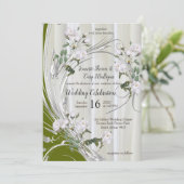 ホワイトウォーター絵を描カラーバラオンシャンパンシルク 招待状 (スタンド正面)