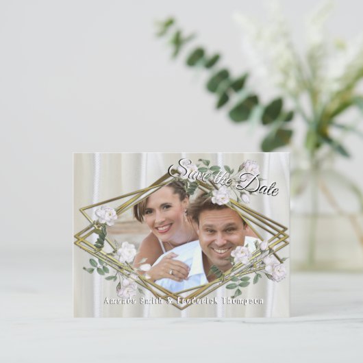 ホワイトウォーター絵を描カラーバラオンシャンパンシルク 案内ポストカード (スタンド正面)