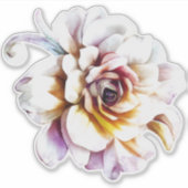 ホワイトウォーター色のバラ花 シール (正面)