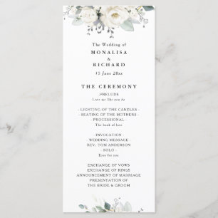 ホワイトウォーター色のフローラの緑の結婚式プログラム プログラム