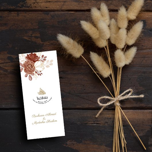 ホワイトウォーター色のフローラ素朴金ゴールドムスリム結婚ズ メニュー