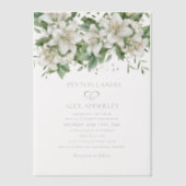 ホワイトウォーター色のフローラ結婚ズ ベラム紙招待状 (正面)