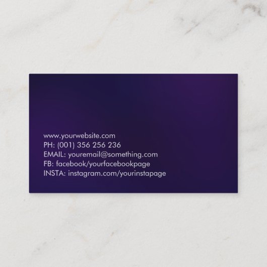 ホワイトウォーター色の木 – 紫離れ色 名刺 (裏面)