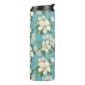 ホワイトウォーター色の花の緑葉の花 タンブラー (回転左)