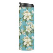 ホワイトウォーター色の花の緑葉の花 タンブラー (回転右)