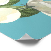 ホワイトウォーター色の花の緑葉の花 ポスター (角)