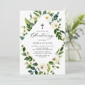 ホワイトウォーター色の離れフローラフレーム《キリスト教》洗礼式や命名式 招待状 (スタンド正面)