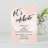 ホワイトウォーター色ハートレッツピンク祝赤面 招待状 (スタンド正面)