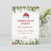 ホワイトウォーター色フローラクリスマスパーティー招待状 招待状 (スタンド正面)