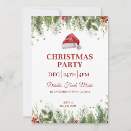ホワイトウォーター色フローラクリスマスパーティー招待状 招待状
