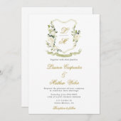 ホワイトウォーター色フローラクレスト結婚式招待状 招待状 (正面/裏面)