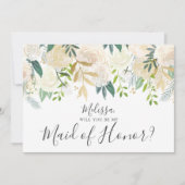 ホワイトウォーター色フローラベミーメイド・オブ・オーナー（花嫁付き添い人） 招待状 (正面)
