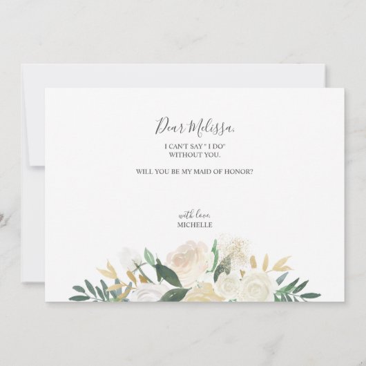 ホワイトウォーター色フローラベミーメイド・オブ・オーナー（花嫁付き添い人） 招待状 (裏面)