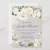 ホワイトウォーター色フローラリースオン結婚トープ 招待状 (正面)