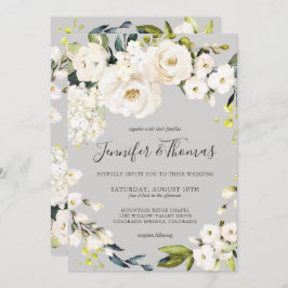 ホワイトウォーター色フローラリースオン結婚トープ 招待状