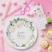 ホワイトウォーター色フローラ結婚リース ペーパープレート (パーティー)