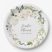ホワイトウォーター色フローラ結婚リース ペーパープレート (正面)