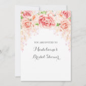 ホワイトウォーター色フローラ赤面ピンクブライダルシャワー 招待状 (正面)