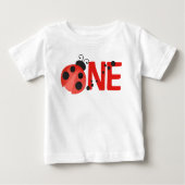 ホワイトウォーター色ラディバグONE 1st誕生日Tシャツ ベビーTシャツ (正面)