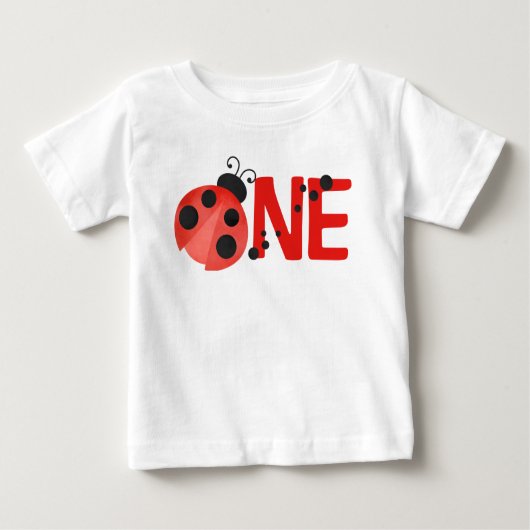 ホワイトウォーター色ラディバグONE 1st誕生日Tシャツ ベビーTシャツ (正面)