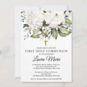 ホワイトウォーター色花模様ファーストホーリーコミュニオン 招待状 (正面)