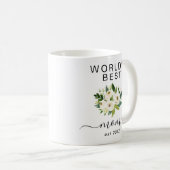 ホワイトウォーター・カラー・フラワーズワールドの最高のママスクリプト コーヒーマグカップ (正面右)