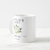 ホワイトウォーター・カラー・フラワーズワールドの最高のママスクリプト コーヒーマグカップ (正面左)