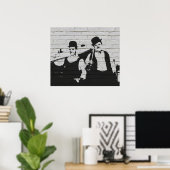 ホワイトウォールグラフィティローレルハーディ ポスター (ホームオフィス)