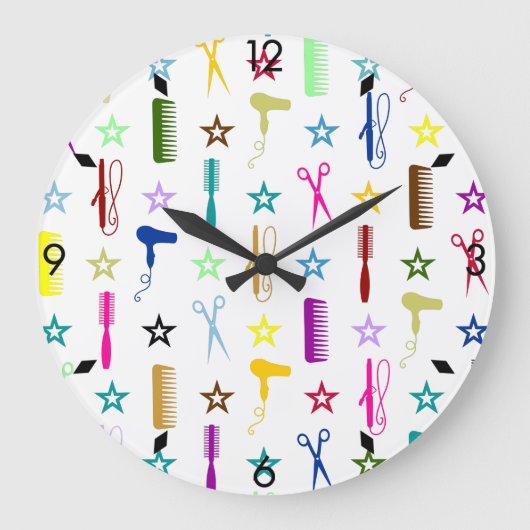 ホワイトウォール数々のクロック上のシックな色合い ラージ壁時計 (正面)