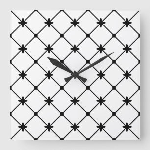ホワイトウォール時計に黒い十字 スクエア壁時計