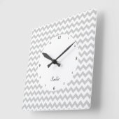 ホワイトウォール時計のグレーシェブロン スクエア壁時計 (傾斜)
