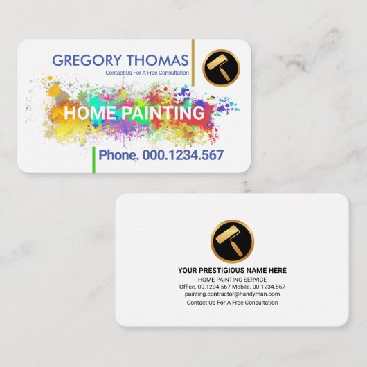 ホワイトウォール絵を描(ばちゃばちゃ)跳ねるホー絵を描ムズ 名刺 (正面/裏面)