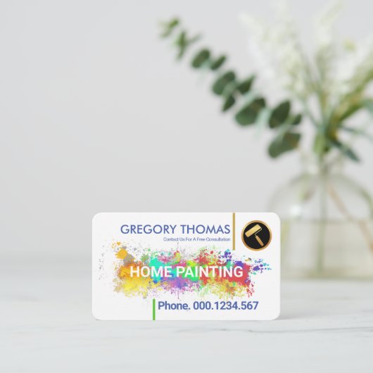 ホワイトウォール絵を描(ばちゃばちゃ)跳ねるホー絵を描ムズ 名刺 (スタンド正面)