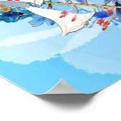 ホワイトウォー図解入りの、写真付きのターカラームーンフラワーゲストブック ポスター (角)