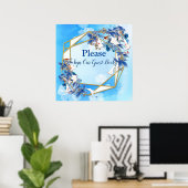 ホワイトウォー図解入りの、写真付きのターカラームーンフラワーゲストブック ポスター (ホームオフィス)