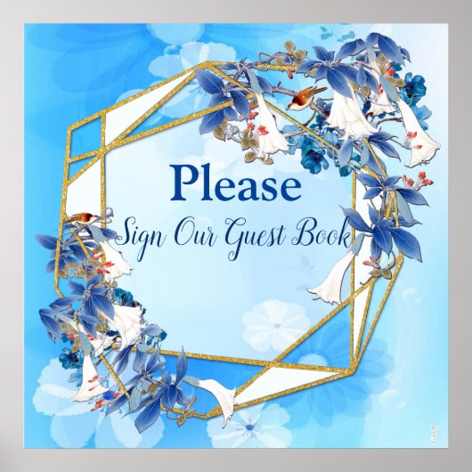 ホワイトウォー図解入りの、写真付きのターカラームーンフラワーゲストブック ポスター (正面)