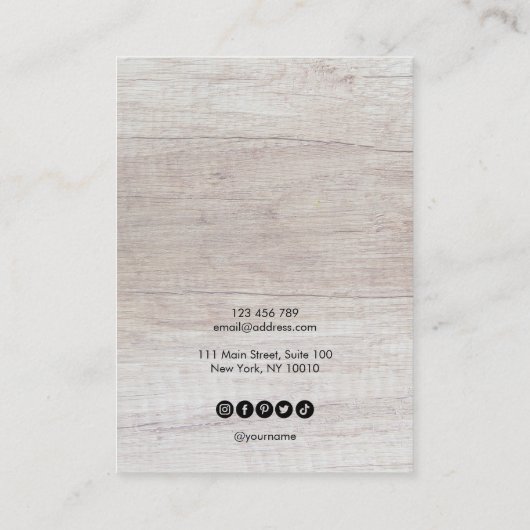 ホワイトウッドあなたのロゴイヤリングディスプレイカード 名刺 (裏面)