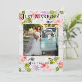 ホワイトウッドに咲く素朴なピンクの花たち - 結婚しました シーズンカード (スタンド正面)