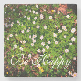 ホワイトウッドアネモーネ春の花ズハッピーホテル ストーンコースター