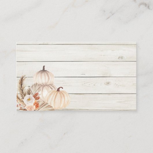 ホワイトウッドカボチャパンパスグラスキャンディーの数 エンクロージャーカード (裏面)