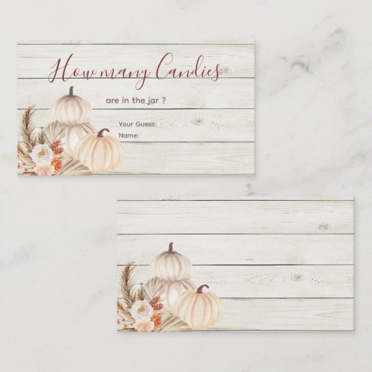 ホワイトウッドカボチャパンパスグラスキャンディーの数 エンクロージャーカード (正面/裏面)