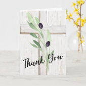 ホワイトウッドクロスオリーブブランチサンキューカード カード (黄色い花)